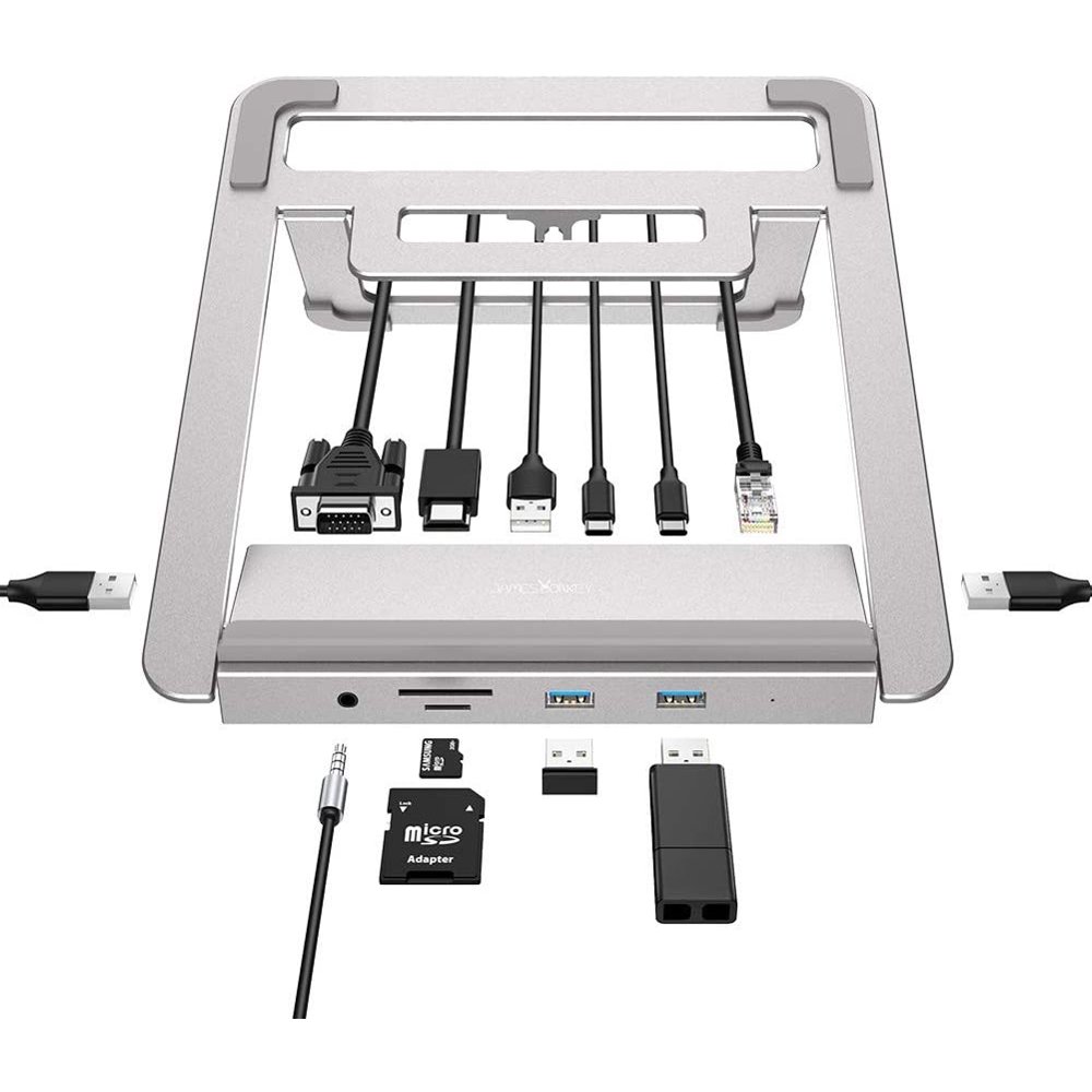 Laptop Stand Docking Station,James Donkey 13 in 1 USB C Hub,Aluminum