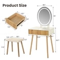 thumbnail image 2 of Small Vanity Desk with Mirror and Lights, Wooden Handles with Cushioned Stool, 2 of 5