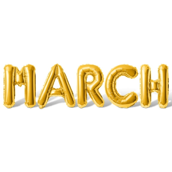 Letter Balloons - MARCH 16" Inch Alphabet Letters Foil Mylar Balloon March Birthday Party Banner (Gold)