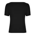 thumbnail image 4 of HomeGardon Women Shirts Womens Tops Summer Square Neck Short Sleeve Shirts Ribbed Knit Slim Fitted Solid Color Tshirt Casual Tees Y2K Clothing Black,S-XL, 4 of 4