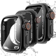 thumbnail image 1 of GHSDFBB 2 in 1 Waterproof Case [Ultra Appearance] for Apple Watch 41mm Screen Protector, 360 Protective Glass Face Cover Hard PC Bumper + Back Frame for iWatch Series 6 5 4 SE 41 mm, Black, 1 of 7