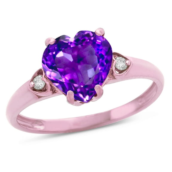 Star K� Heart Shaped 8mm Genuine Amethyst Engagement Promise Wedding Ring