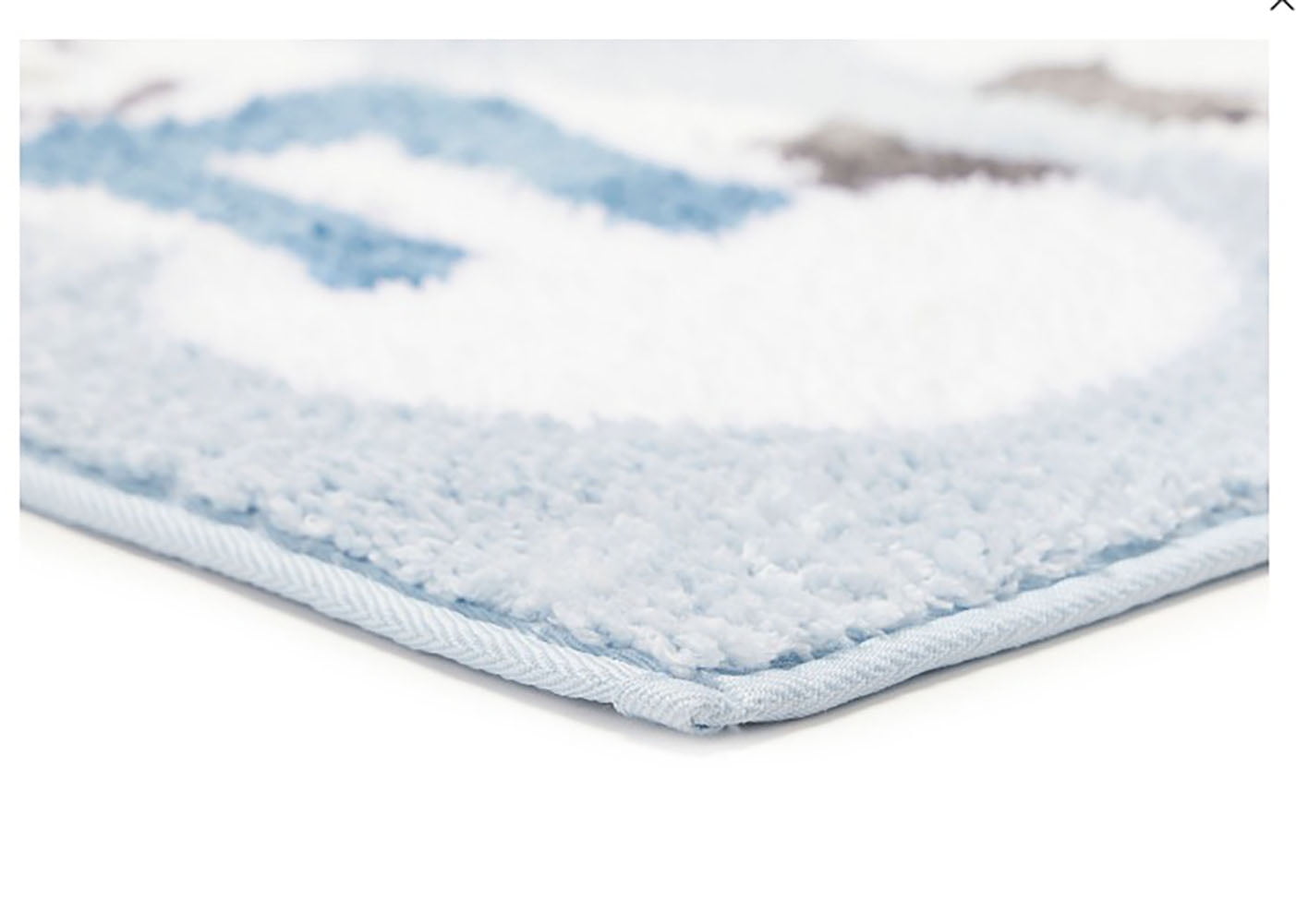Winter Wonder Lane Bathroom Rug, Plush Blue and White Snowman, 20 x 30 inches