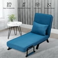 thumbnail image 3 of Avocahom Convertible Sofa Bed Sleeper Chair,6 Angles Adjustable Backrest, Single Person Chaise Lounge Couch w/ Pillow, Folding Bed for Overnight Guests, Foldable Sofa Arm Chair for Office, Blue, 3 of 8