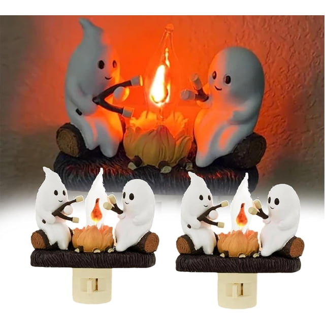 Luz de noche parpadeante con forma de fogata de fantasmas para Halloween, luz de noche con llama parpadeante de fogata de fantasmas asados, luz de noche parpadeante con forma de fogata de fantasmas, d
