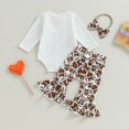 thumbnail image 7 of larppty Newborn Baby Girl Football Outfit Long Sleeve Baseball Letter Romper Bell Bottoms Headband Fall Clothes, 7 of 7