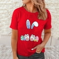 thumbnail image 2 of TSADFHJI Hauts de Noël pour Femmes, Manches Courtes Décontractées à Sequins, T-Shirt Imprimé de Pâques, Col Rond, Manches Courtes, G Rouge, 2 of 4