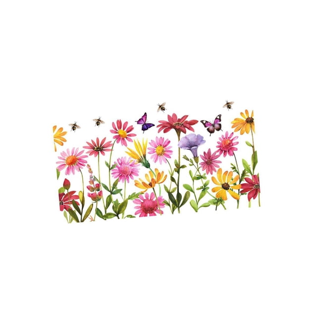 Calcomanías decorativas para ventana BLESIY diseño de mariposas y flores de colores 11,8 x 23,6 pulgadas autoadhesivas y extraíbles