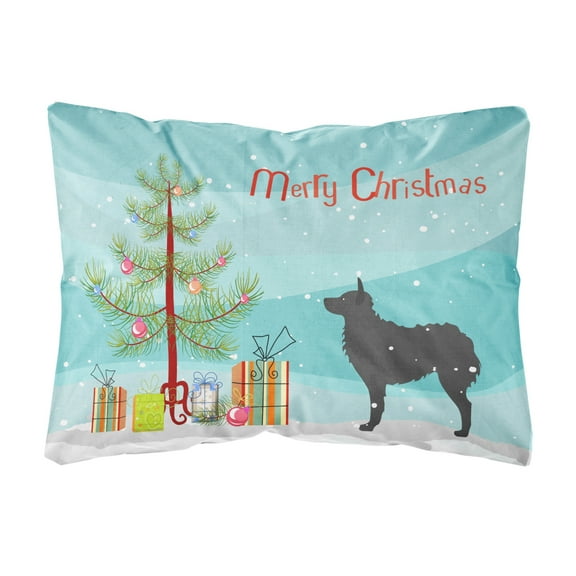 Carolines Treasures BB2939PW1216 Croatian Sheepdog Merry Christmas Tree Canvas Fabric Decorative Pillow, 12H x16W,