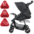 thumbnail image 2 of Carriola para Bebé Ligera y Plegable Asiento Reclinable Cinturón de 5 Puntos Charola Toldo Apta desde 6 Meses Hasta 18 kg - Negro, 2 of 7