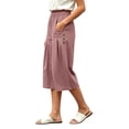 thumbnail image 5 of Karymi Workout Shorts Women Elastic High Waist Pleated Culottes, Casual Solid Cropped Capri Pants with Pockets, Wide Leg Calf-Length Trousers Biker Shorts Women, 5 of 7
