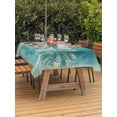 thumbnail image 2 of Outdoor Tablecloth with Umbrella Hole & Zipper, Coastal Beach Palm Tree Rectangle Tablecloth 60x120 Inch, Retro Teal Tropical Plant Summer Patio Table Cover Waterproof Table Cloth for Picnic/Party, 2 of 7