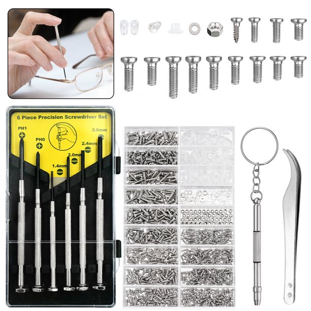 Sunglasses Eyeglasses Repair Kit, EEEkit 1100PCS Tiny Eyeglass Screws
