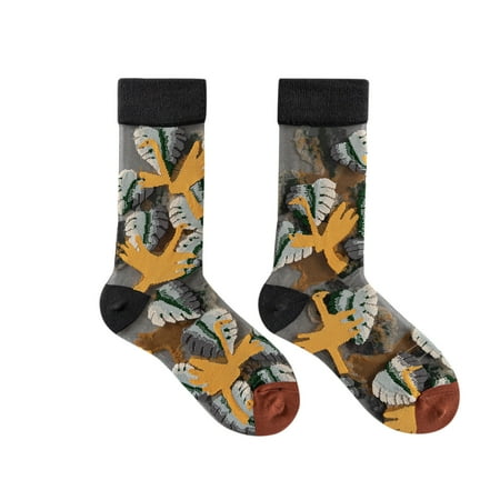 

Women Adult Teenager Summer Ultra Thin Flowers Trend Retro Lovely Socks over The Calf Socks for Women Run Forever Socks