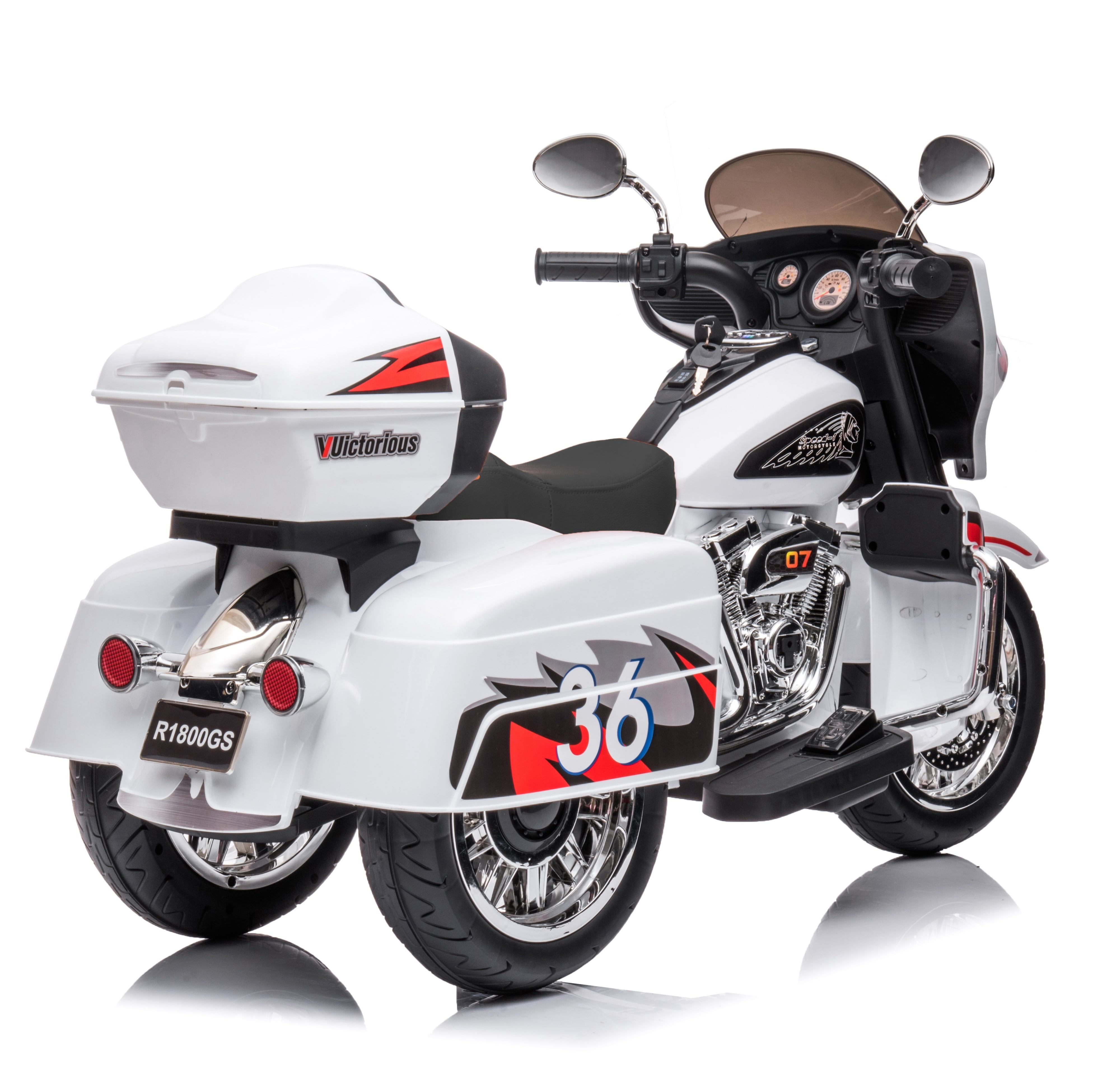 12V Kids Motorcycle Electric Ride On Toy with 1.8-3.2 MPH Speed, Power Display, Music & Wireless Phone Connection, Large Storage Trunk, LED Headlight - 66LB Load Capacity for Toddlers & Kids