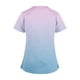 thumbnail image 4 of Fiudx Ofertas Relámpago Top de Ropa de Enfermería con Bolsillo y Cuello En V de Manga Corta de Color Degradado Informal a La Moda para Mujer, 4 of 5