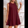thumbnail image 3 of Vestido Tipo Chaleco Sin Mangas con Cuello Redondo en Color Liso, Color Vino Tinto XXL, 3 of 7