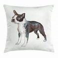 thumbnail image 1 of Boston Terrier Throw Pillow Cushion Cover, Portrait of Standing Canine Realistic Illustration Digital Color Effect, Decorative Square Accent Pillow Case, 20 X 20 Inches, Multicolor, by Ambesonne, 1 of 2