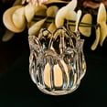 thumbnail image 3 of Thick Glass Tea Light Candle Holder Bulk, Ongmies Vintage Glass Small Candle Holder – Transparent Teal Flower-Shaped Table Ornament, A Candlestick, 3 of 4