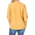 thumbnail image 3 of Women's Casual Solid Round Neck Loose Fit Roll Tab 3/4 Sleeve Shirt Blouse Tops, 3 of 6