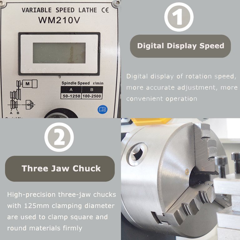 INTSUPERMAI 8x16 Inch Variable Speed Mini DIY Metal Lathe for