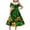 Dresses-A293Green, variant on Big Girls St. Patrick's Day Dress Short Sleeve Clover Print Sailor Collar Double Breasted A-Line Skater Dress for Spring Parade Festive Wear