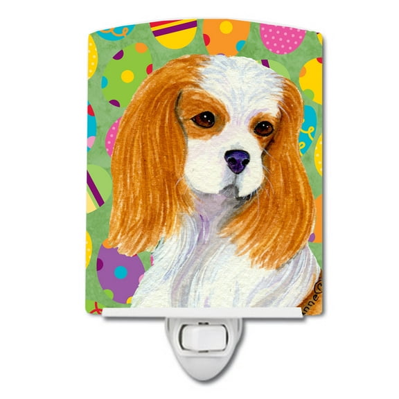 Caroline's Treasures SS4872CNL Cavalier Spaniel Easter Eggtravaganza Ceramic Night Light, 6x4x3", multicolor
