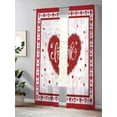 thumbnail image 5 of Semi Sheer Window Curtains 96 Inches Long, Red Valentine's Day Rod Pocket Voile Silky Chiffon Curtain Treatment Drapes for Kitchen, Living Room, Love Heart Valentines Romantic 52"x96", 2 Panels, 5 of 9
