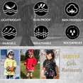 thumbnail image 3 of Oudiya Girls and Kids Waterproof Rain Jacket Toddler Lightweight Cotton Lined Raincoats with Hood Floral Rain Gear, 3 of 8