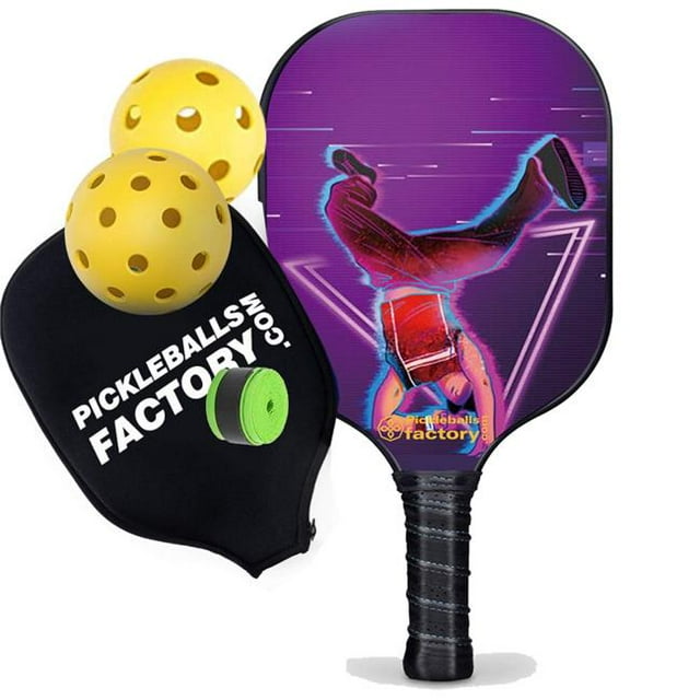 Pickleball Factory PB00025-11-G Rackets Pickleball - Hip-Hop Artists Best Pickleball Racquets, Best Indoor Pickleballs Quiet Pickleball Balls, Glassfiber Graphite