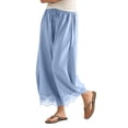 thumbnail image 2 of Women's Casual Pants Elastic Waist Patch Lace Pant With Pockets Baggy Straight Leg Trousers, 2 of 7