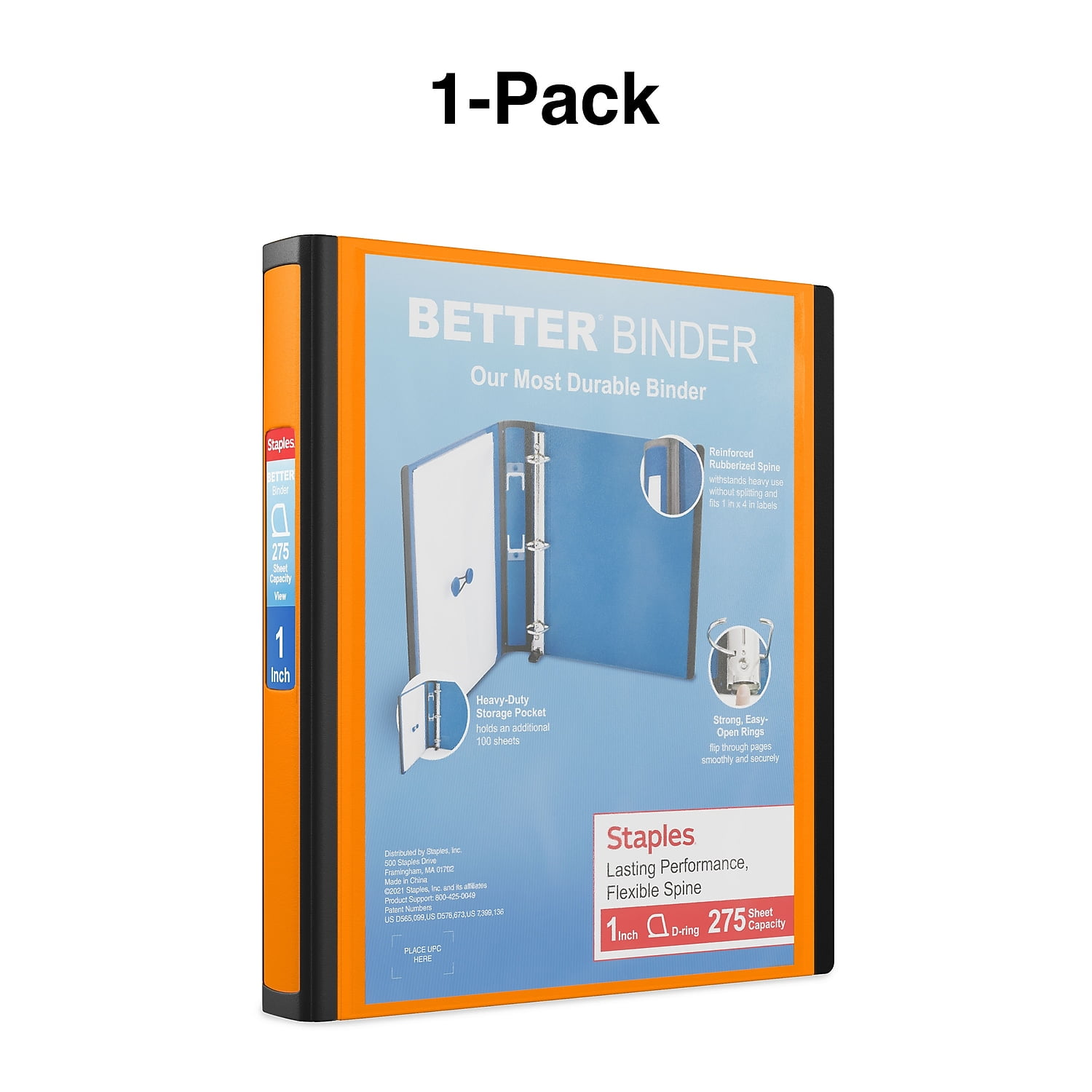 Staples Better 1-Inch D 3-Ring View Binder Orange (13465-CC) 55841