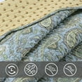 thumbnail image 3 of 3 Piece Classic Country Cottage Classic Cotton Reversible Quilt Bedding Set, Comforter Set, Bedspread for Guest Room, Bedroom, Home, Hotel, Apartment, Dorm, RV, Cottage, Green Paisley, Queen, 3 of 5
