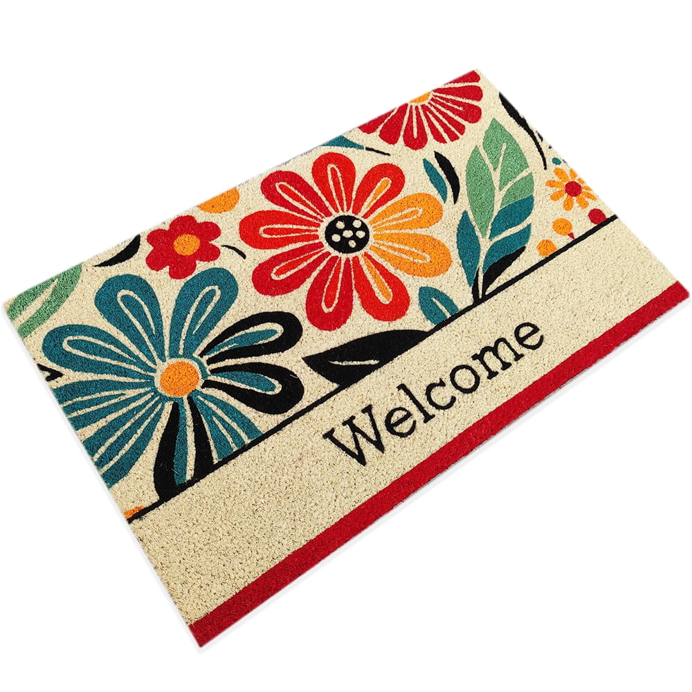 First Concept Inc Indoor Outdoor Welcome PVC Backed Coir Mat Bleach Printed Doormat