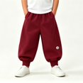 thumbnail image 2 of EnJoCho Kids Maroon Jogger Sweatpants, Soft Cotton Blend Fabric with Elastic Waistband, Comfy Casual Daily Sweat Trousers for Toddler Boys, 2 of 5