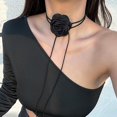 thumbnail image 4 of Collar de flores para mujer, rosa collar, collar de terciopelo negro, 4 of 5