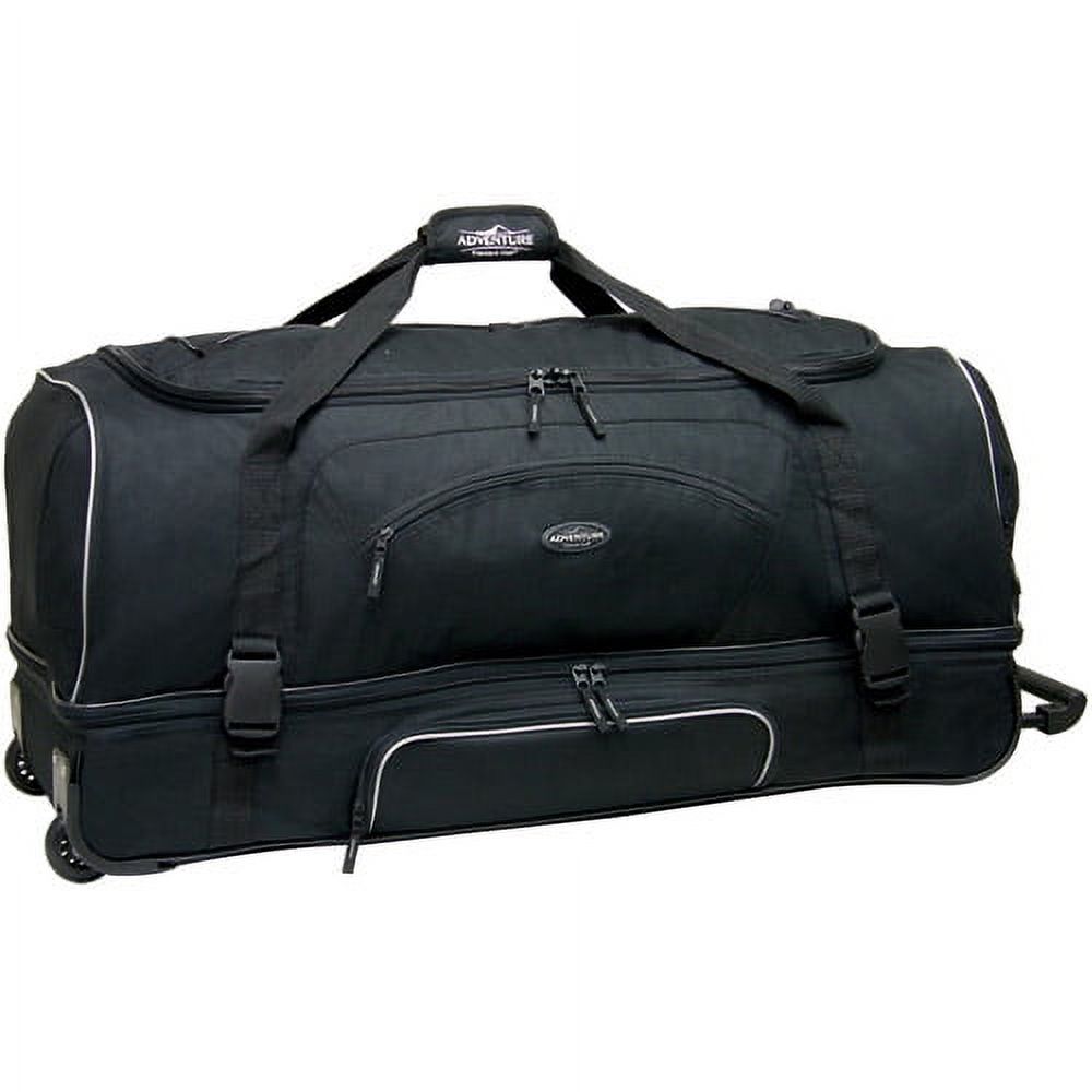 Travelers Club 36" Drop-Bottom Rolling Duffel, Black