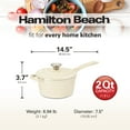 thumbnail image 4 of Hamilton Beach Enameled Cast Iron Sauce Pan 2-Quart Gray, Cream Enamel coating, Pot For Stove top and Oven Cooking, Even Heat Distribution, Safe Up to 400 Degrees, Durable and Dishwasher Safe, 4 of 7