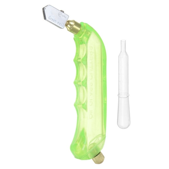 Glass Cutter Pistol Grip 6mm-12mm Oil Feed Stained Glass Cutters Tool with Oil Reservoir for Mirrors Light Green