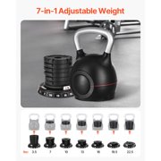 KFFKFF Adjustable Kettlebell with 7 Weight Options (3.5 to 22.5 lbs), Crafted from Die-Cast Aluminum and ABS, Ideal for Grip Strength, Full-Body Exercises, and Cross-Training
