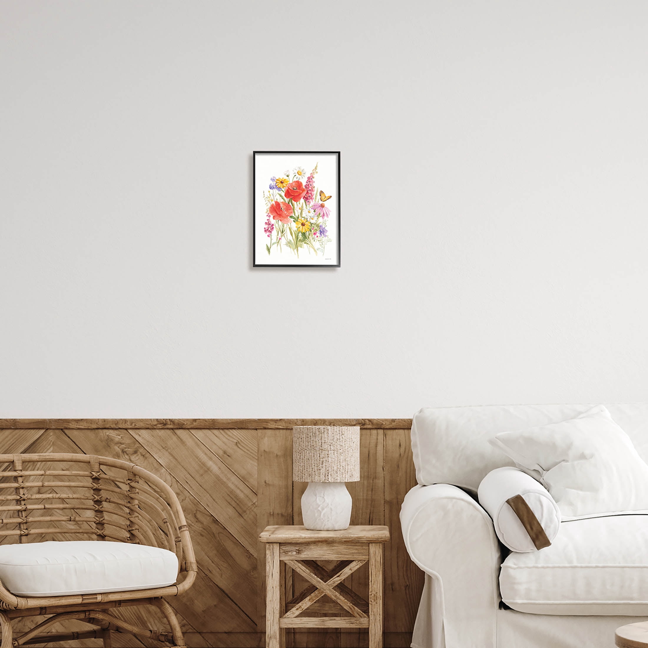 Stupell Industries Mixed Flower Arrangement Butterfly Graphic Art Black Framed Art Print Wall Art, Design by Danhui Nai