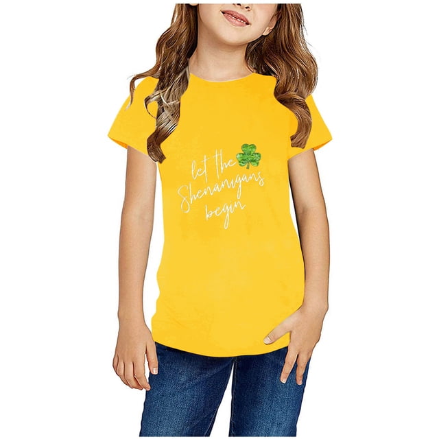 Qiopertar Haut à Manches Courtes Imprimé Col Rond Mignon Mode pour Enfants Garçons Filles en Solde à Moins de 5$ en Solde