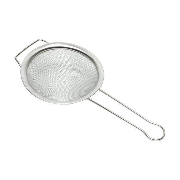 Excellante 6" stainless steel strainer with support handle, comes in each