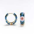 thumbnail image 2 of Enamel Flower Hoop Earrings Vintage Earrings, 2 of 2