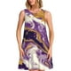 thumbnail image 1 of Fotbe Purple Gold Marble Swirls Vestido de Verano sin Mangas para Mujer – Vestido Midi Línea A, Estilo Camiseta Floral, Vestido Playero Casual y Fluido, 1 of 7