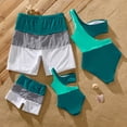 thumbnail image 2 of PatPat Mens Swim Trunks Family Matching Plant Print Ruffled Swim Shorts, Deep Turquoise, Dad XXL, 2 of 10
