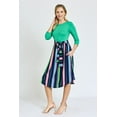 thumbnail image 6 of Vivid 3/4 Sleeve Multi Color Stripe Sash Midi Dress | S-3X, 6 of 13