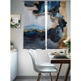 thumbnail image 5 of Navy Blue Semi Sheer Curtains 72 Inch Length 2 Panels Set, Abstract Color Block Vintage Modern Sheer Kitchen Curtain Privacy Voile Window Curtain for Living Room Bedroom Rod Pocket Drapes, 5 of 7