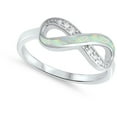 thumbnail image 4 of CHOOSE YOUR COLOR Clear CZ White Simulated Opal Infinity Knot Ring .925 Sterling Silver Band Female Size 9, 4 of 4