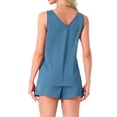 thumbnail image 3 of INSPIRE CHIC Women's Satin Silky Tank Top and Shorts Pleated Front 2 Piece Pj Set Sleepwear Pajama Sets XS Blue, 3 of 5